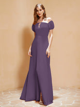 Robe Longue à Demi-Manches avec Fente Plum