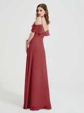 Spaghetti Bretelles Col En V Mousseline Robes Longues Bordeaux