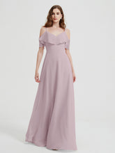 Spaghetti Bretelles Col En V Mousseline Robes Longues Dusk