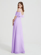 Spaghetti Bretelles Col En V Mousseline Robes Longues Lilas