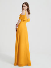 Spaghetti Bretelles Col En V Mousseline Robes Longues Mandarine