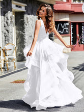 Robe de Soirée Princesse en Tulle à Col en V Longueur au Sol Blanc