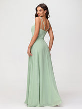 Robe Longue Jupe en Mousseline avec Corsage en Dentelle Sauge Poudrée