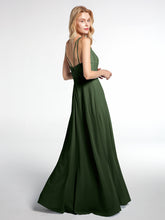 Robe Longue Jupe en Mousseline avec Corsage en Dentelle Olive Verte