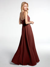 Robe Longue Jupe en Mousseline avec Corsage en Dentelle terracotta