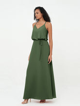 Bretelles Spaghetti Décolleté en V Robes en Mousseline Olive Verte Grande Taille
