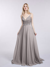 Bretelle Spaghetti Dentelle et Mousseline Robe Argent