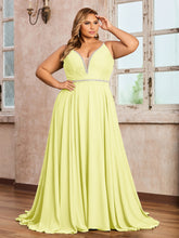 Bretelle Spaghetti Dentelle et Mousseline Robe Jonquille Grande Taille