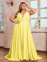Bretelle Spaghetti Dentelle et Mousseline Robe Citron Grande Taille