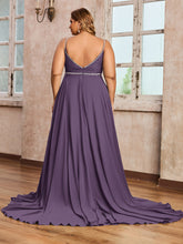 Bretelle Spaghetti Dentelle et Mousseline Robe Plum Grande Taille