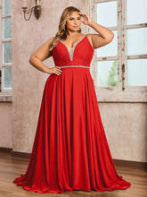 Bretelle Spaghetti Dentelle et Mousseline Robe Rouge Grande Taille