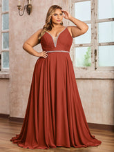 Bretelle Spaghetti Dentelle et Mousseline Robe Rouille Grande Taille