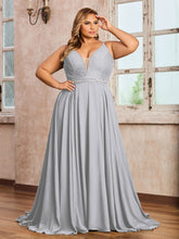 Bretelle Spaghetti Dentelle et Mousseline Robe Argent Grande Taille