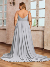 Bretelle Spaghetti Dentelle et Mousseline Robe Argent Grande Taille