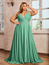 Bretelle Spaghetti Dentelle et Mousseline Robe Turquoise Grande Taille