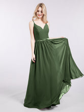 Bretelle Spaghetti Mousseline Robe de Demoiselle d'Honneur Olive Verte Grande Taille
