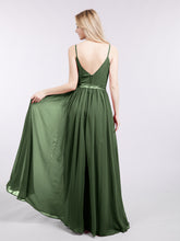 Bretelle Spaghetti Mousseline Robe de Demoiselle d'Honneur Olive Verte Grande Taille
