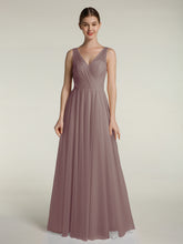 Illusion Col En V Tulle Robes Longues Dusk