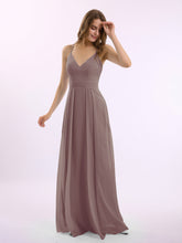 Spaghetti Bretelle Col En V Mousseline Tenues Avec Poche Dusk