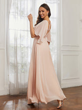 Hors De l'Épaule Mousseline Longueur Complète Robe Rose Perle