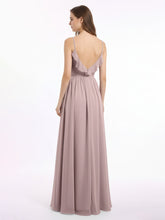 Spaghetti Bretelle Mousseline Tenues De Demoiselle d'honneur Avec Col En V Vintage Mauve