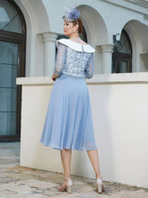 Robe en Dentelle Mousseline Longueur de Mollet Bleu Poudré