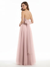 Cœur Sans Bretelles Col Tulle Robes Avec Nœud Rose Poudré