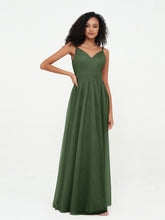 Bretelles Spaghetti Robes Maxi Plissé en Tulle Olive Verte Grande Taille