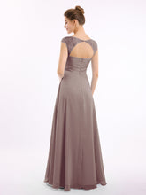 Mousseline Robes De Demoiselle d'Honneur Avec Dentelle Mancherons Dusk