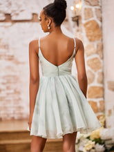 Robe Mini Princesse Imprimée en Mousseline à Bretelles Spaghetti Floral