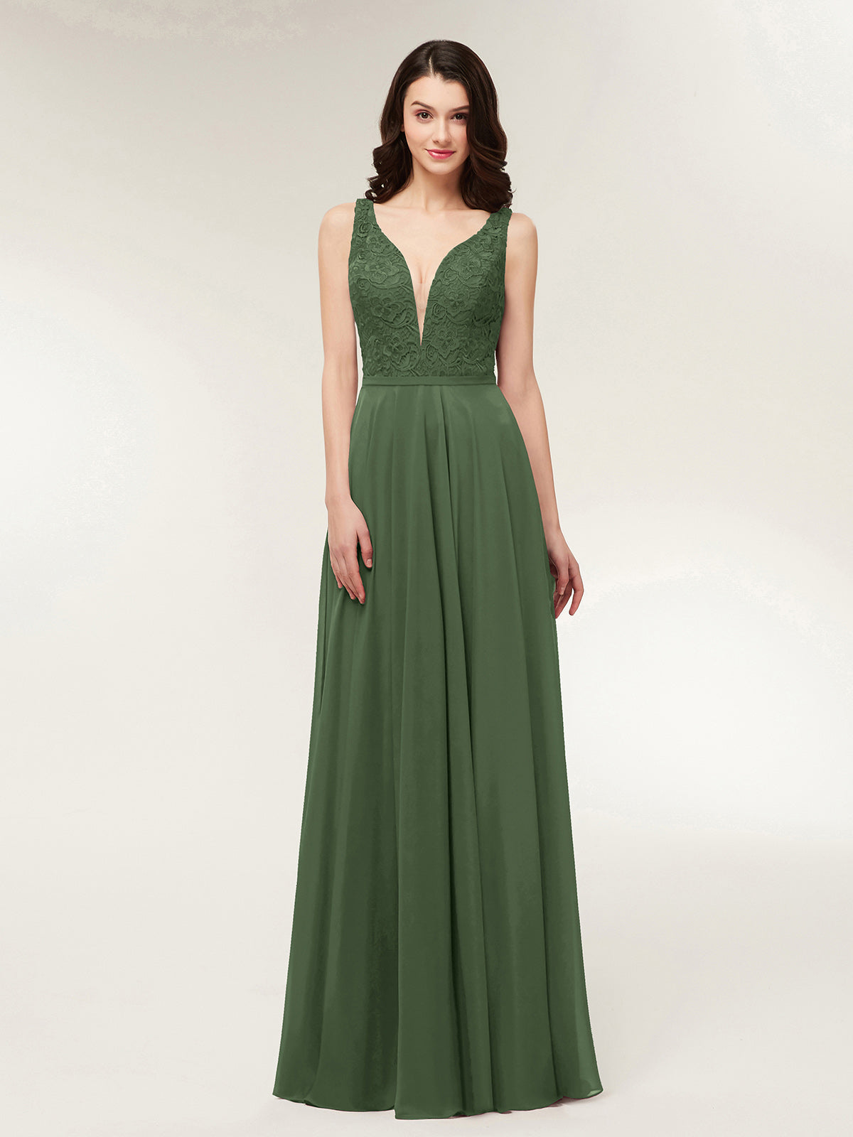 Dos Nu Robe avec Dentelle Bustier Olive Verte BABARONI BABARONI FR