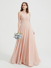 Col En V Dos Croisé Mousseline Robes De Demoiselle d'Honneur Rose Perle