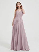 Col En V Dos Croisé Mousseline Robes De Demoiselle d'Honneur Dusk