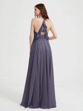 Col En V Dos Croisé Mousseline Robes De Demoiselle d'Honneur Orageux