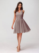 Licou Col en V Mousseline Robe Demoiselle d'honneures Courtes Dusk