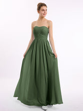 Sans Bretelles Longue Mousseline Robes De Demoiselle d'Honneur Olive Verte