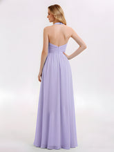 Licou Col en V Mousseline Robe Demoiselle d'honneur Lilas