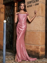 Robe de Soirée à Hors de l'Épaule en Polyester avec Traîne Balayage Rose Poudré