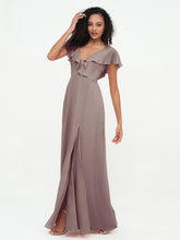 A-ligne Robes à Col en V en Mousseline avec Poches Dusk Grande Taille