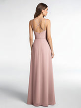 Robe Longue en Mousseline à Doubles Bretelles Croisées Dans le Dos Rose Poudré