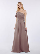 Robes Demoiselle d'honneur Longue Une Epaule Mousseline Dusk