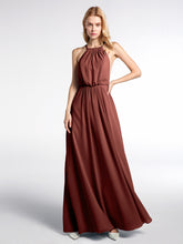 Robe Sexy Maxi Dos Bas en Mousseline à Col Licou terracotta