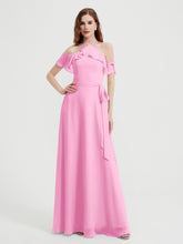 Y-Col Flotter Manches Longues Robes De Demoiselle d'Honneur Rose Bonbon