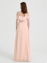 Y-Col Flotter Manches Longues Robes De Demoiselle d'Honneur Corail