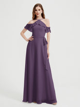 Y-Col Flotter Manches Longues Robes De Demoiselle d'Honneur Plum