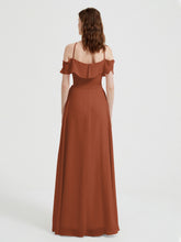 Y-Col Flotter Manches Longues Robes De Demoiselle d'Honneur Rouille