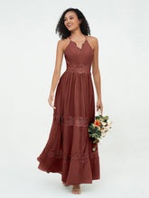 Boho Robes Jupe à Plusieurs Niveaux en Dentelle et Mousseline terracotta Grande Taille