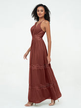 Boho Robes Jupe à Plusieurs Niveaux en Dentelle et Mousseline terracotta Grande Taille