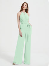 Jumpsuit Plissé Sans Manches à Encolure Licou avec Ceinture Vert Menthe