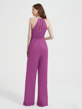 Jumpsuit Plissé Sans Manches à Encolure Licou avec Ceinture Orchidee
